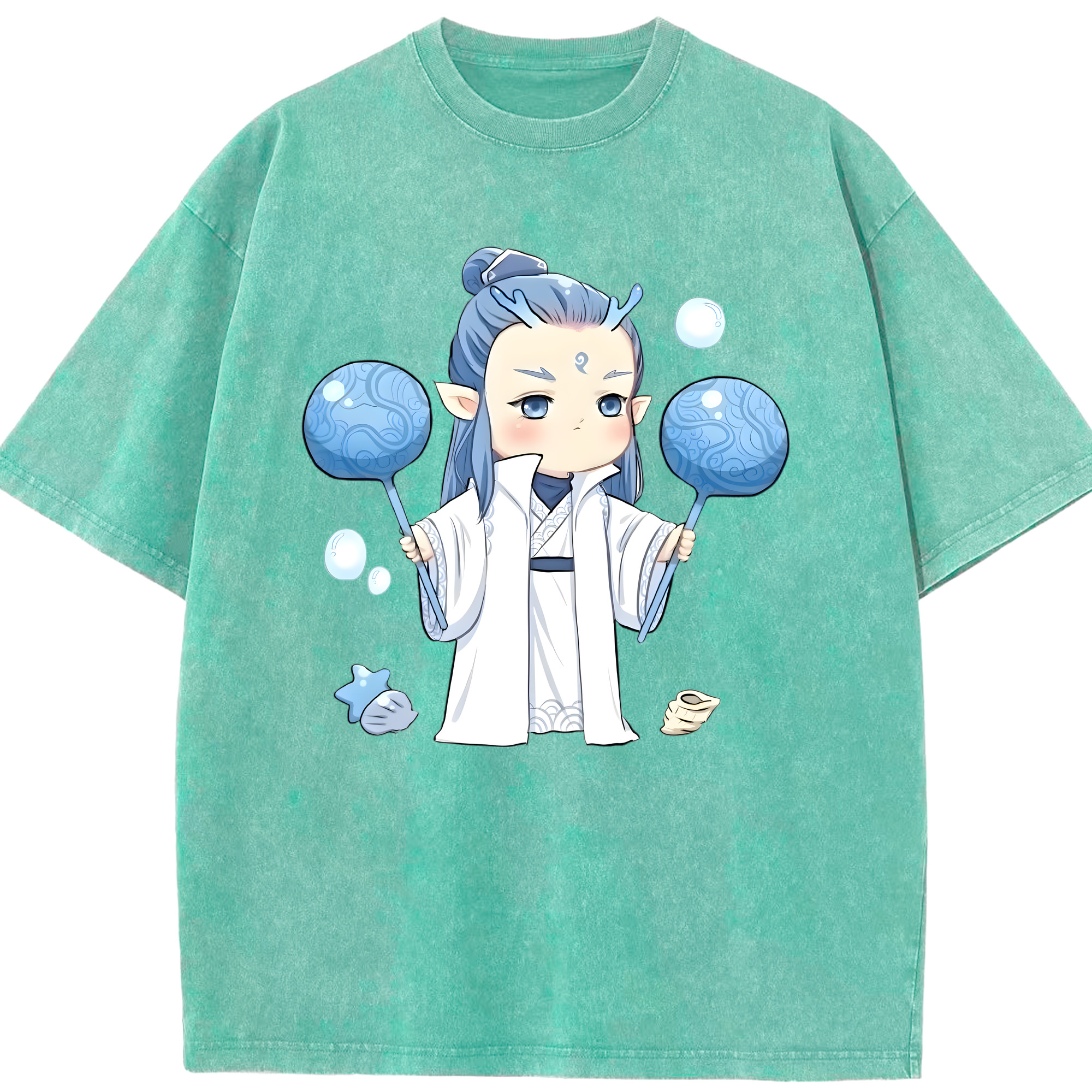 （画像用） Ne Zha 2 ナタ 魔童の大暴れ 綿100% ヴィンテージ風 半袖Tシャツ（フロントプリント）